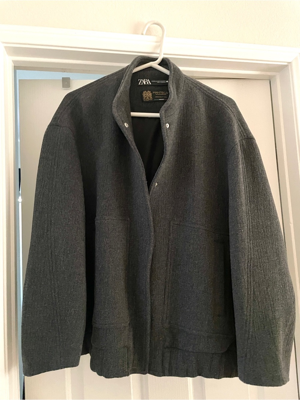 ZARA charcoal grey wool blend bomber jacket